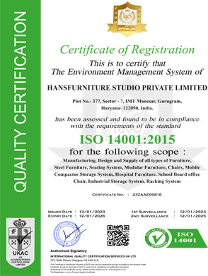 ISO 14001:2015 Certificate - Hans Furniture Studio